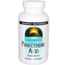 Пантотеновая кислота, Pantothenic Acid, Source Naturals, 100 мг, 250 таблеток, 16992
  