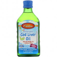 Рыбий жир из печени трески для детей, Cod Liver Oil, Carlson Labs, норвежский, вкус жвачки, 250 мл, 18388
  