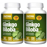 Гинкго Билоба, Ginkgo Biloba, 50:1, 2 банки, Jarrow Formulas, 60 мг, 120 капсул, 21363
  