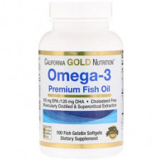 Рыбий жир премиум, Omega-3, Fish Oil, California Gold Nutrition, 100 капсул, 02141
  