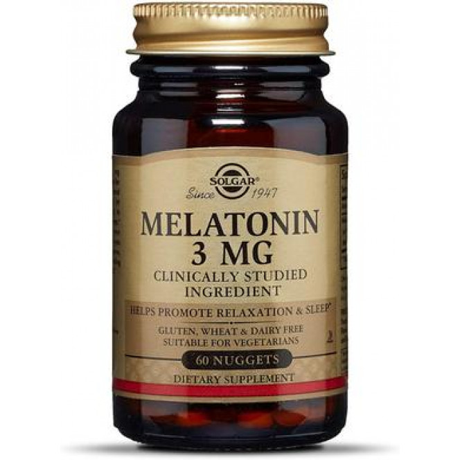 Мелатонин, Melatonin, Solgar, 3 мг, 60 таблеток, 21440
  