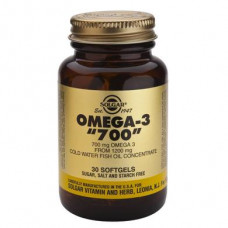 Рыбий жир, Omega-3, Solgar, двойная сила, 700 мг, 30 капсул, 21446
  