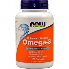 Омега-3, Omega-3, Now Foods, 100 гелевых капсул, 21741
  