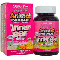 Жевательные витамины для детей с вишневым вкусом, Inner Ear Support, Natures Plus, Animal Parade, 90 животных, 21851
  