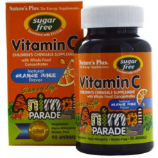 Витамин С, Childrens Chewable Vitamin C, Natures Plus, Animal Parade, апельсиновый вкус, 90 жевательных конфет, 21848
  