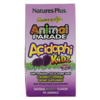 Пробиотики для детей, AcidophiKidz, Natures Plus, Source of Life Animal Parade, ягодный вкус, 90 животных, 21869
  