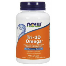 Рыбий жир в капсулах + Д3, Tri-3D Omega, Now Foods, 90 капсул, 02196
  