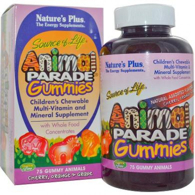 Пробиотики, Children's Chewable Tummy Zyme, Nature's Plus, Animal Parade, для детей, тропический вкус, 90 жевательных конфет, 21954
  