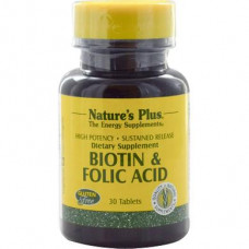 Biotin & Folic Acid, Natures Plus, 30 Tablets, 22053
 