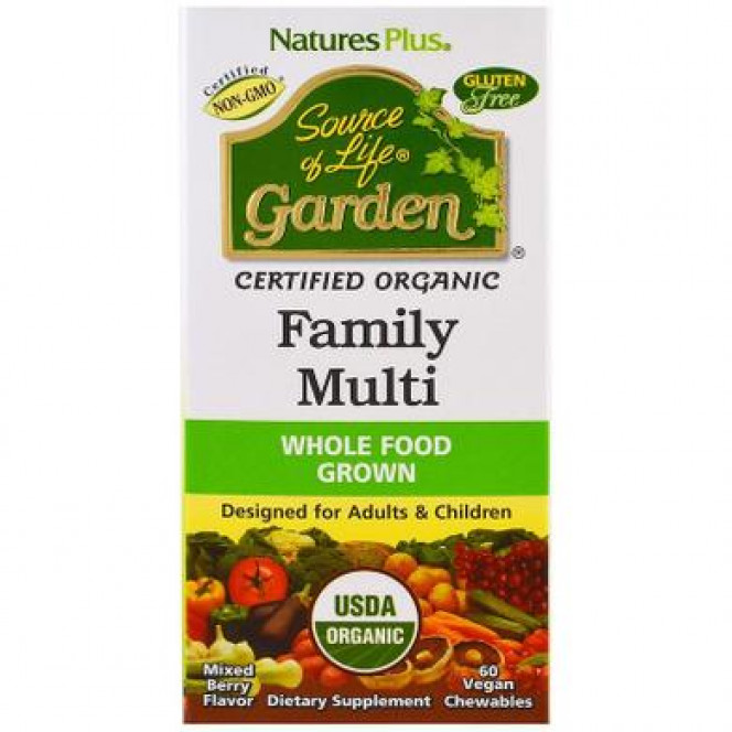 Multivitamin, Family Multi, Nature's Plus, Source of Life, Berries, Organic, 60 Gummies, 22127
 