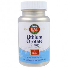 Lithium, Lithium Orotate, Kal, 5 mg, 60 Capsules, 22248
 