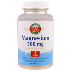 Магний, Magnesium, Kal, 500 мг, 60 таблеток, 22259
  