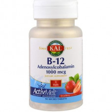 Витамин B12 + B6 фолиевая кислота, Vitamin B-6 B-12 Folic Acid, Kal, ягоды, 60 таблеток, 22267
  