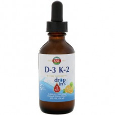 Vitamins D3 and K2, Vitamin D-3 K-2, Kal, citrus flavor, 59 ml, 22316
 