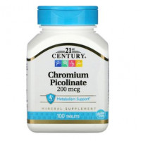 Chromium Picolinate, 21st Century, 200 mcg, 100 Tablets, 02349
 