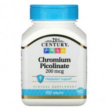 Chromium Picolinate, 21st Century, 200 mcg, 100 Tablets, 02349
 