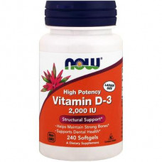 Vitamin D3, Vitamin D-3, Now Foods, 2000 IU, 240 Capsules, 23877
 