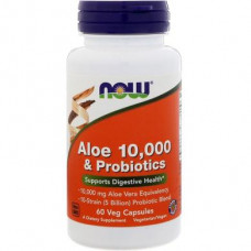 Aloe Vera 10000 & Probiotics, Aloe & Probiotics, Now Foods, 60 Capsules, 23905
 