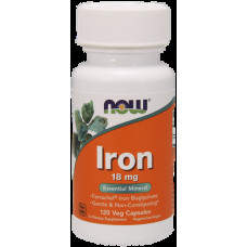 Железо, Iron, Now Foods, 36 мг, 90 капсул, 23885
  