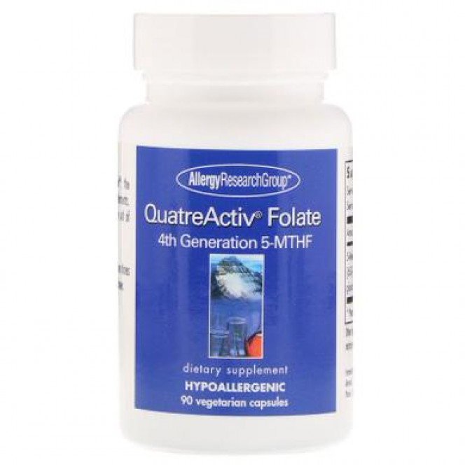 Folic Acid, 4th Generation 5-MTHF, QuatreActiv Folate, Allergy Research Group, 90 Capsules, 26748
 