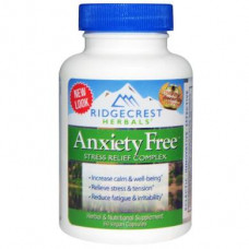 Защита от стресса, Anxiety Freе, RidgeCrest Herbals, 60 растительных капсул, 26772
  