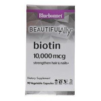 Biotin, Biotin, Bluebonnet Nutrition, Beautiful Ally, 10,000 mcg, 90 Veggie Caps, 26776
 