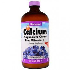 Liquid Calcium Magnesium Citrate + D3, Calcium Magnesium, Bluebonnet Nutrition, Blueberry, 472 ml, 26827
 