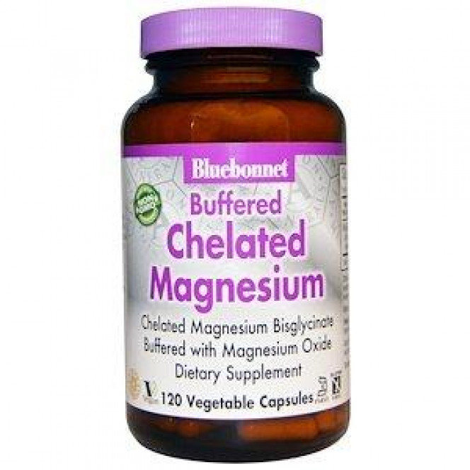 Магний хелат, Chelated Magnesium, Bluebonnet Nutrition, буферизованный, 120 капсул, 26850
  