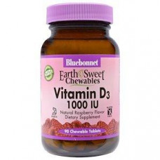 Vitamin D3, Chewable Vitamin D3, Bluebonnet Nutrition, Raspberry, 1000 IU, 90 Chewable Tablets, 26867
 