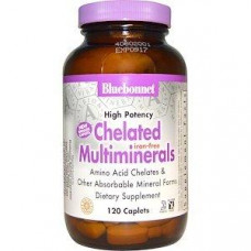 Мультиминералы без железа, Chelated Multiminerals, Bluebonnet Nutrition, 120 капсул, 26875
  