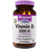 Витамин Д3, Vitamin D3, Bluebonnet Nutrition, 2000 МЕ, 250 капсул, 26909
  