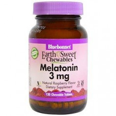 Melatonin, Raspberry Flavor, Melatonin, Bluebonnet Nutrition, 3 mg, 120 Chewable Tablets, 26916
 