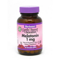 Melatonin, Natural Raspberry Flavor, 1 mg, Bluebonnet Nutrition, 60 Chewable Tablets, 27474
 