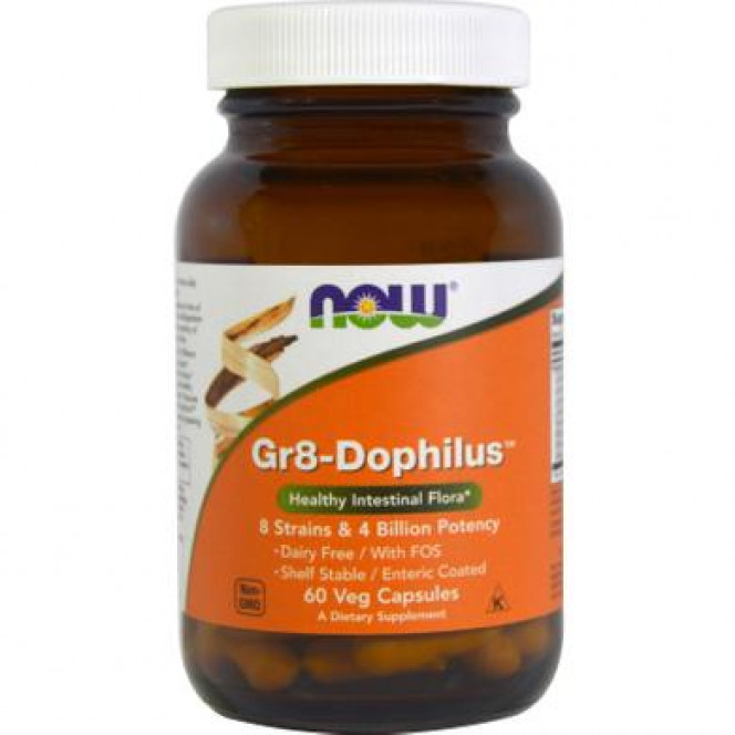 Probiotics, Gr8-Dophilus, Now Foods, 4 Billion CFU, 60 Capsules, 02769
 