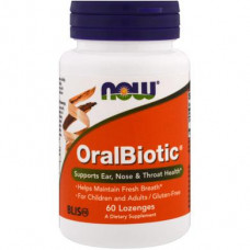 Probiotics (Oral), OralBiotic, Now Foods, 60 Lozenges, 02773
 