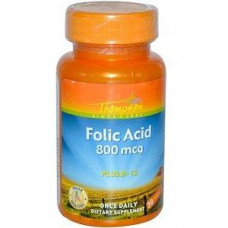 Folic Acid & B12, Folic Acid Plus B-12, Thompson, 800 mcg, 30 Tablets, 27730
 