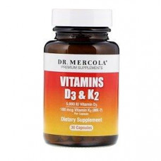 Vitamins D3 & K2, Vitamins D3 & K2, Dr. Mercola, 30 capsules, 28201
