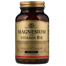 Магний, витамин В6, Magnesium Vitamin B6, Solgar, 250 таблеток, 02861
  