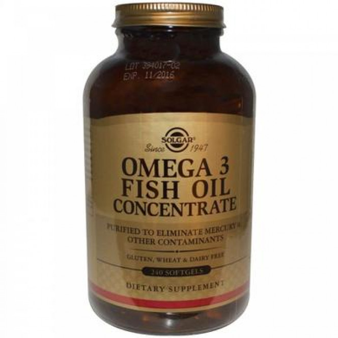 Рыбий жир в капсулах, Omega-3 Fish Oil, Solgar, концентрат, 240 капсул, 02865
  