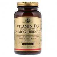 Vitamin D3, Vitamin D3, Solgar, 1000 IU, 250 capsules, 02868
 