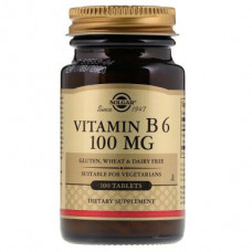 Витамин В6 (пиридоксин), Vitamin B6, Solgar, 50 мг, 100 таблеток, 22428
  