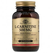 Карнитин (L-Carnitine), Solgar, 500 мг, 60 таблеток, 02896
  