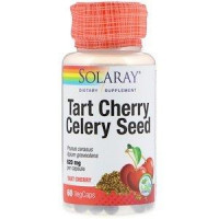 Экстракт вишни и семян сельдерея, Tart Cherry Celery Seed, Solaray, 620 мг, 60 вегетарианских капсул, 29977
  