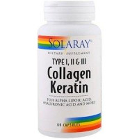 Collagen and keratin, type I, II, III, Collagen Keratin, Solaray, 60 capsules, 30009
 