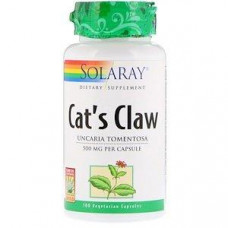 Cats Claw, Bark Extract, Cats Claw, Solaray, Vegan, 500 mg, 100 Capsules, 30070
 