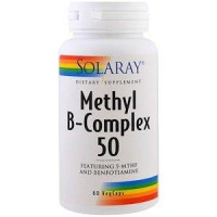 Витамины группы В, Methyl B-Complex 50, Solaray, 60 вегетарианских капсул, 30076
  