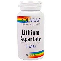 Lithium, Lithium Aspartate, Solaray, 5 mg, 100 Capsules, 30083
 