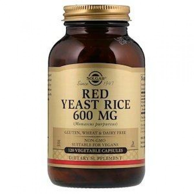 Красный дрожжевой рис, Red Yeast Rice, Solgar, 600 мг, 120 капсул, 30254
  