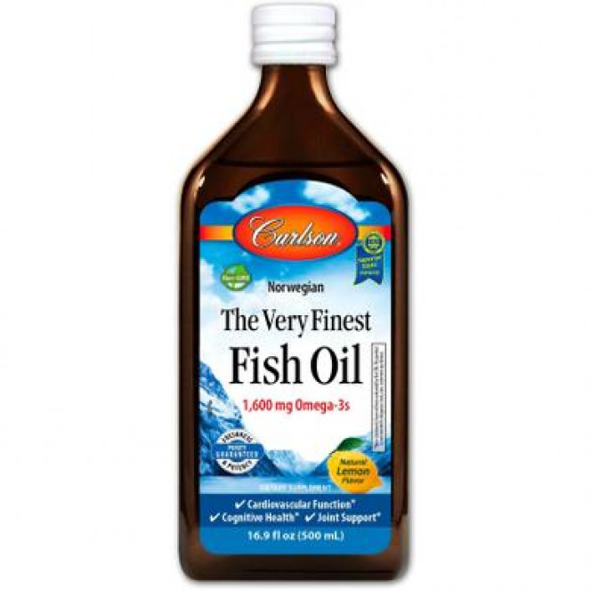 Рыбий жир норвежский со вкусом лимона, Fish Oil, Carlson Labs, 500 мл, 30331
  