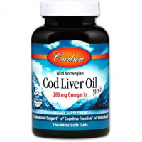 Норвежский рыбий жир, Cod Liver Oil, Carlson Labs, 250 мини гелевых капсул, 30334
  